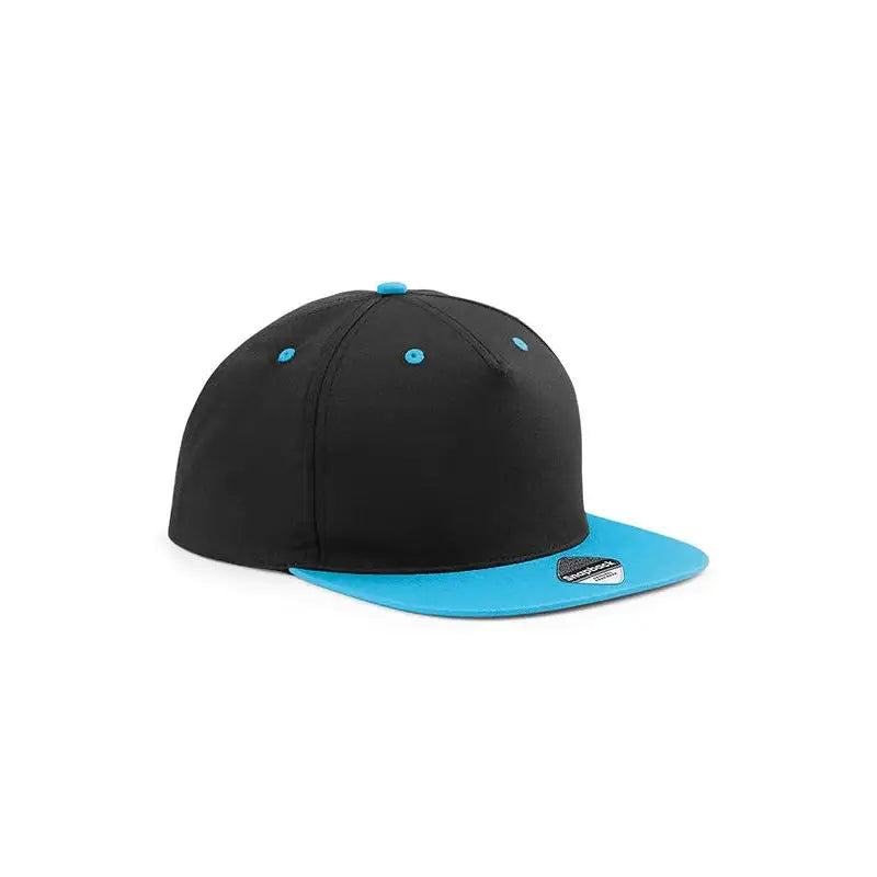 Beechfield Contrast Snapback B610C Lippis omalla painatuksella - Musta/Sininen (SurfBlue) - Yritystekstiilit