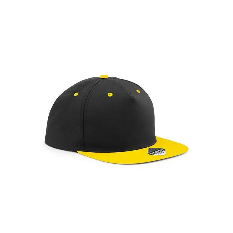 Beechfield Contrast Snapback B610C Lippis omalla painatuksella - musta/keltainen - Yritystekstiilit