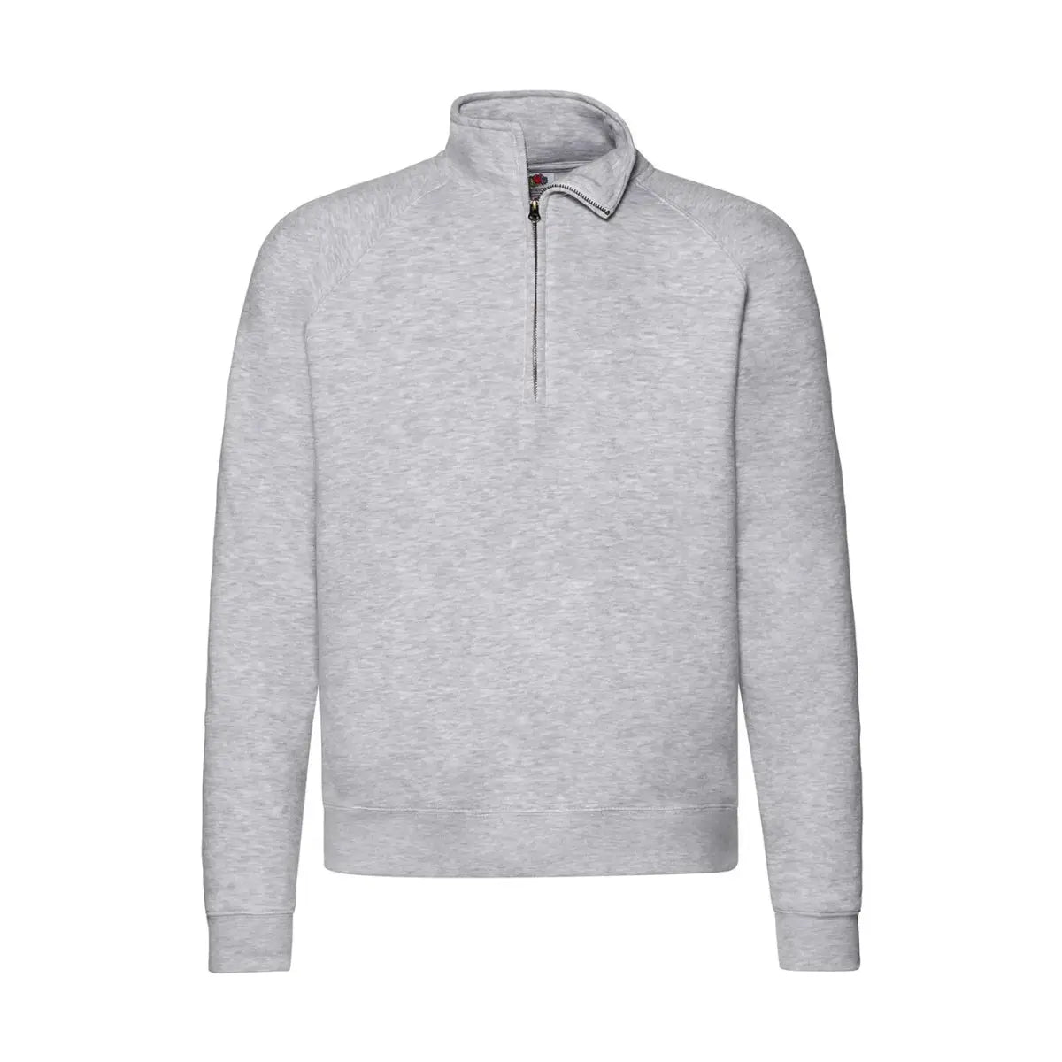 Fruit of the Loom Premium Zip Neck College - Harmaa (Heather Grey) / S - Yritystekstiilit