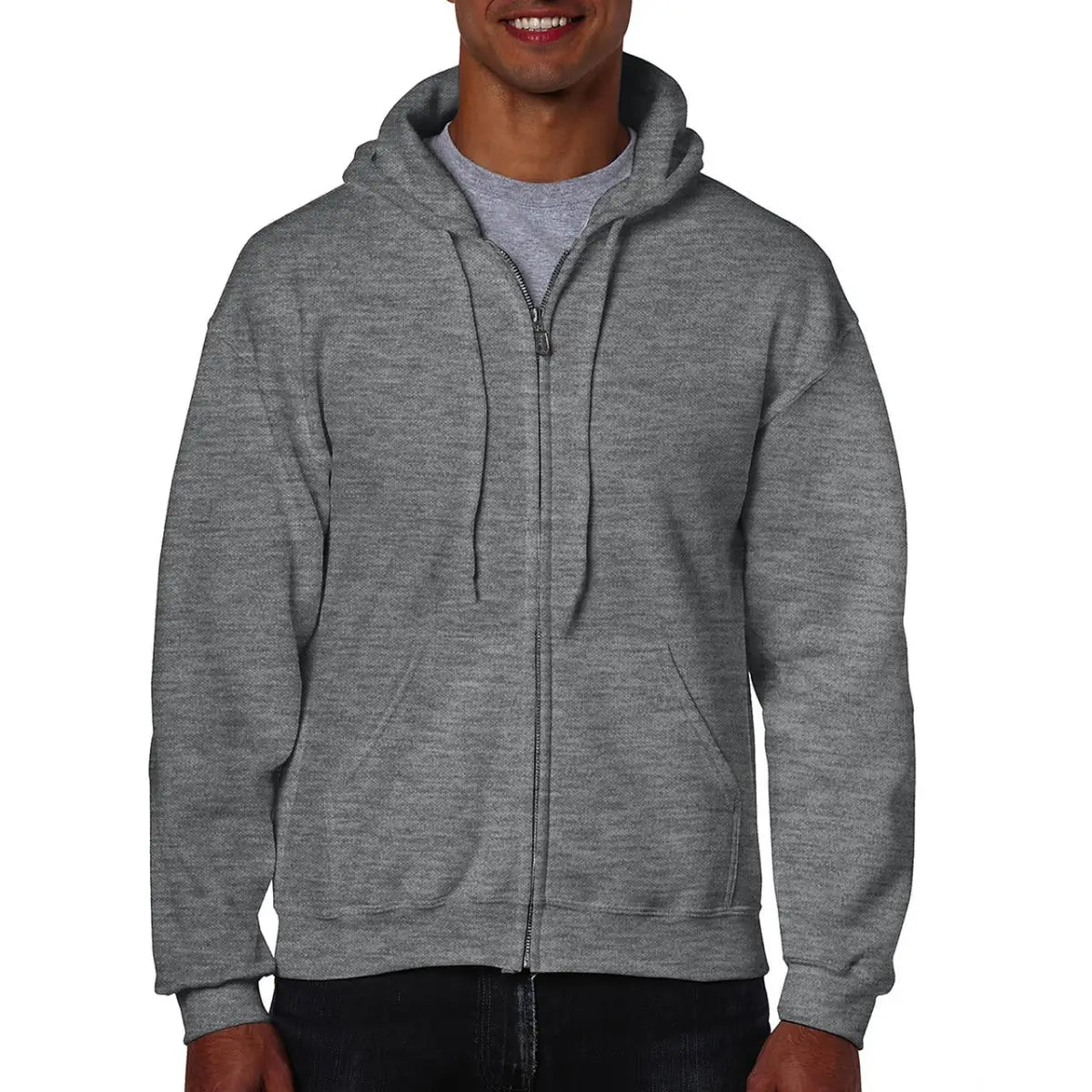 Gildan Heavy Blend Vetoketjuhuppari - Harmaa (Graphite Heather) / S - Yritystekstiilit