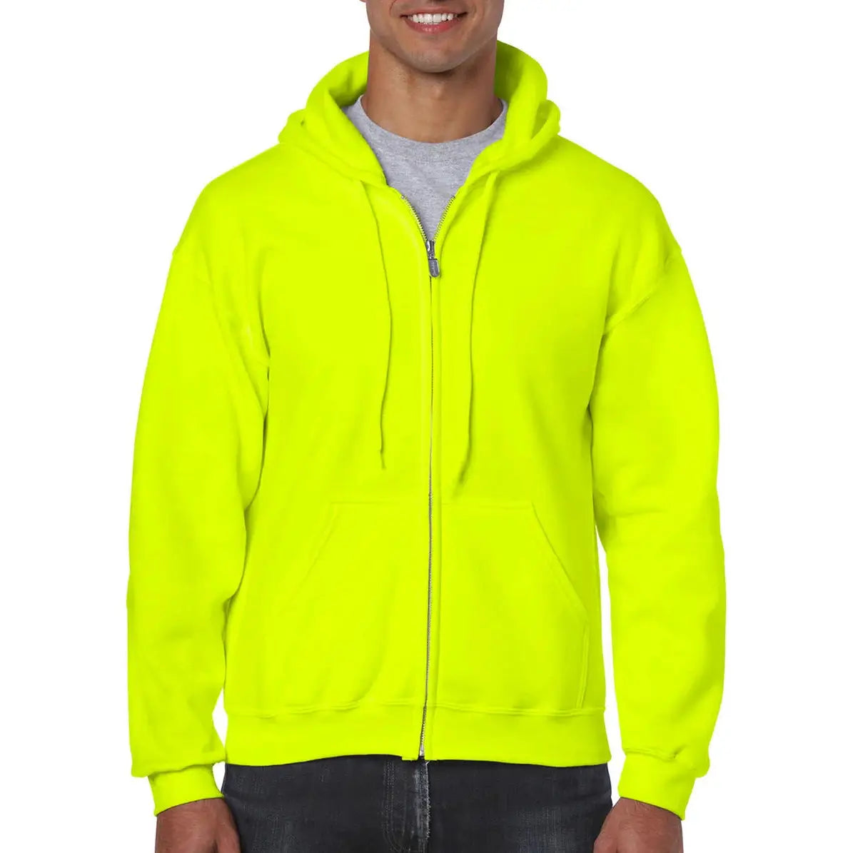 Gildan Heavy Blend Vetoketjuhuppari - Vihreä (Safety Green-Yellow) / S - Yritystekstiilit