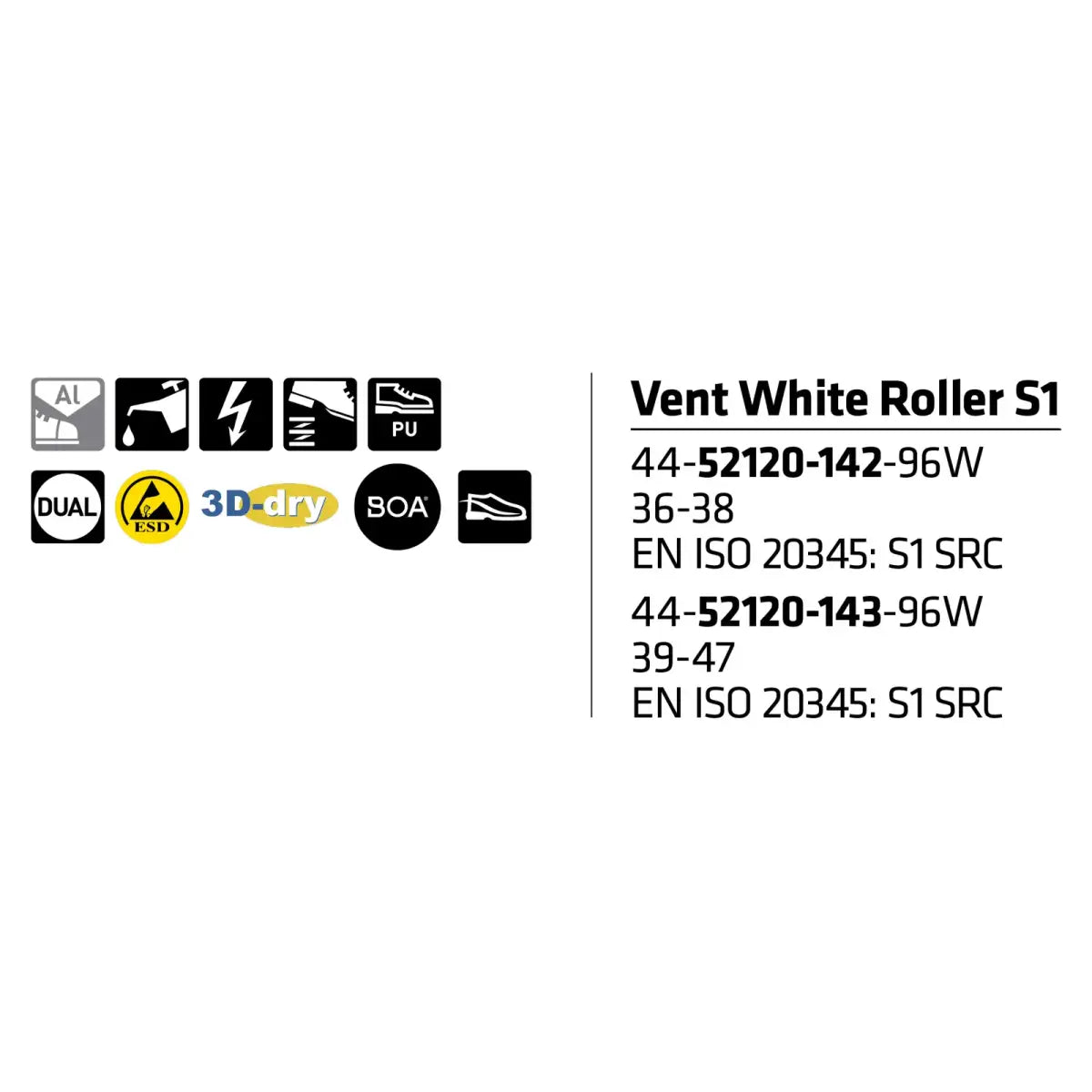 OUTLET Sievi Vent White Roller S1 ESD Työkenkä - Outlet