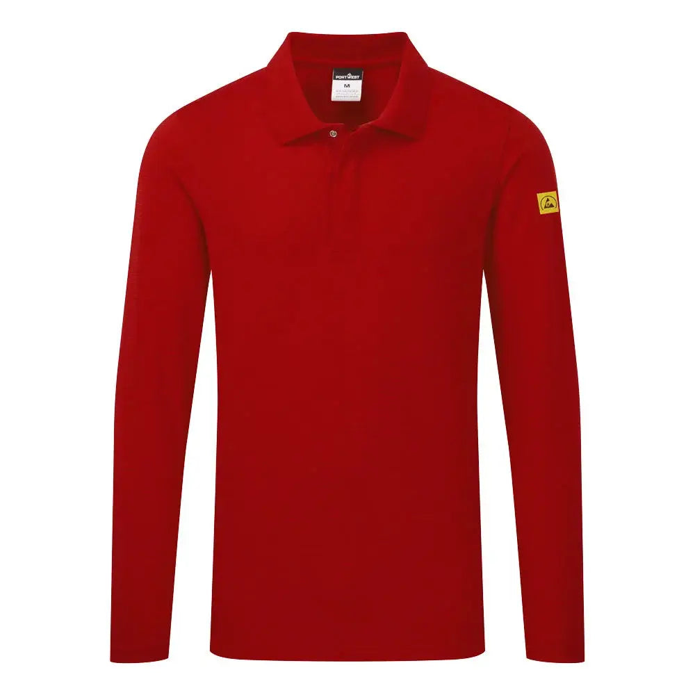 Portwest Antistaattinen ESD Pitkähihainen pikee-paita - Musta / 4XL - Työvaatteet