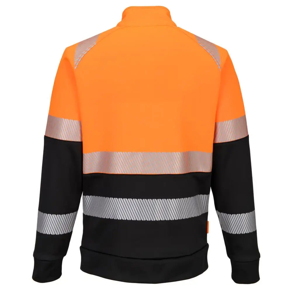 Portwest DX4 Hi-Vis vetoketjullinen Funnel Neck- collaripusero (Luokka 1) DX490 - Oranssi/Musta / 4XL - Työtakit
