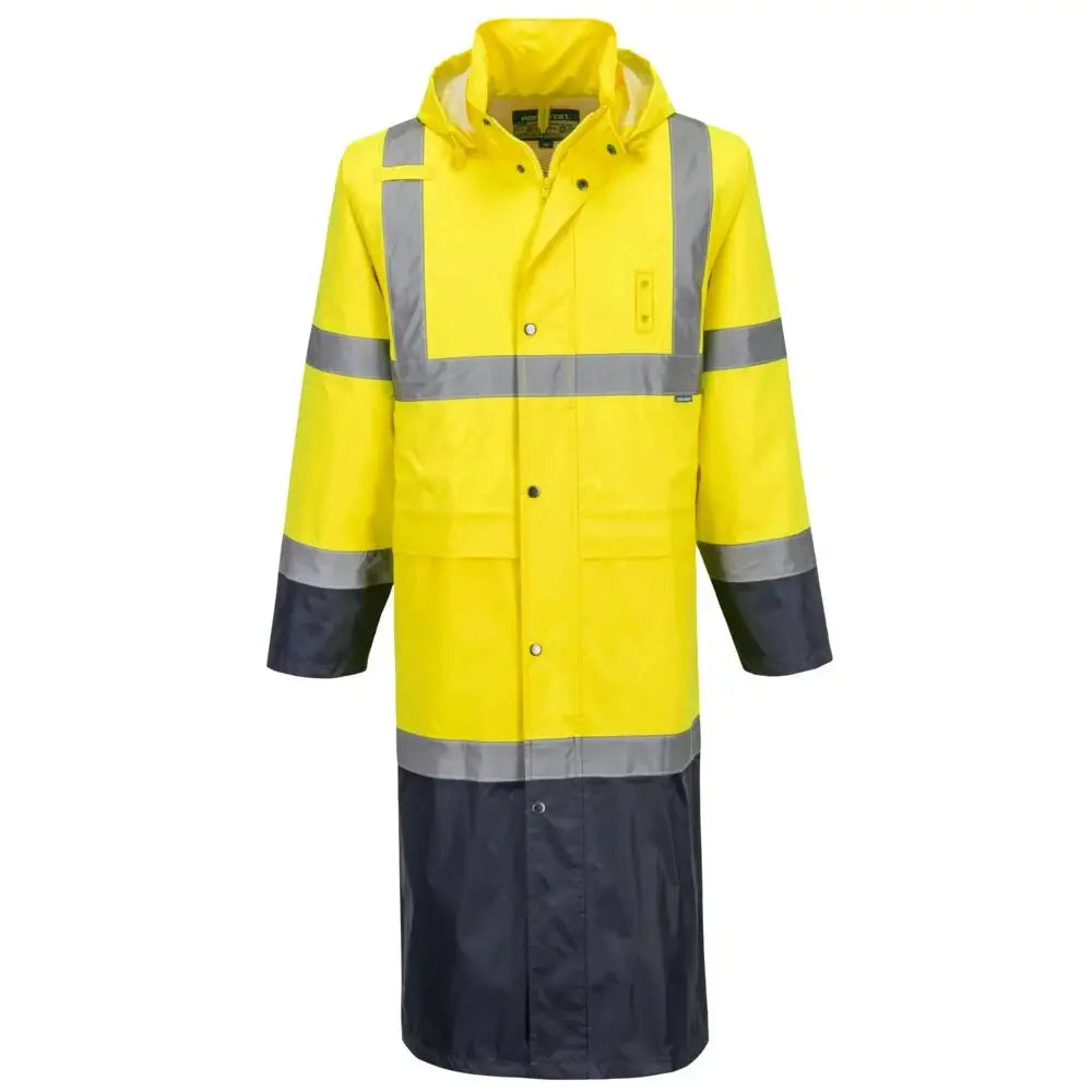 Portwest Hi-Vis Contrast Raincoat 122cm H446 - Kelta/navy / 4XL - Sadetakit/kuoritakit
