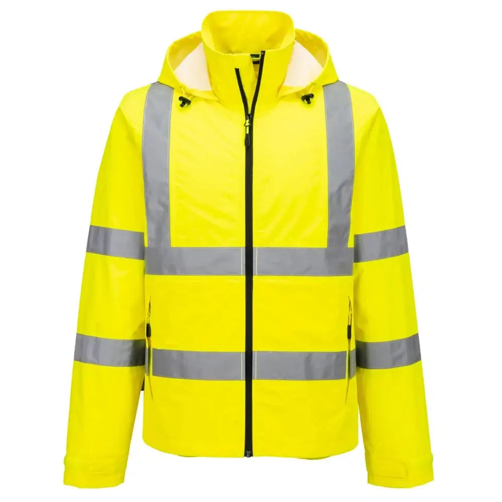 Portwest Hi-Vis kevyt pieneen tilaan pakattava takki S164 - Keltainen / 4XL - Työtakit