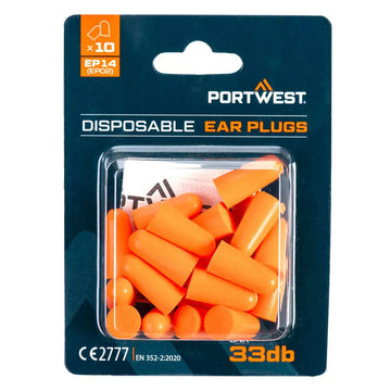 Portwest PU Vaahtomuovi korvatulpat (10 parin pakkaus) - Kuulonsuojaus