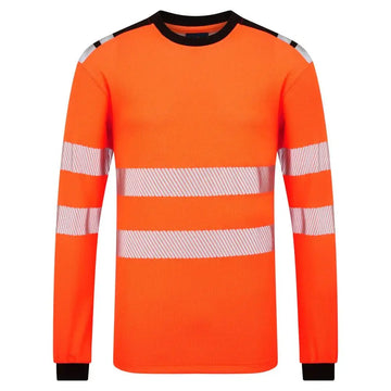 Portwest PW3 Modaflame Hi-Vis FR pitkähihainen t-paita FR736 - Oranssi/Musta / L - Työpaidat