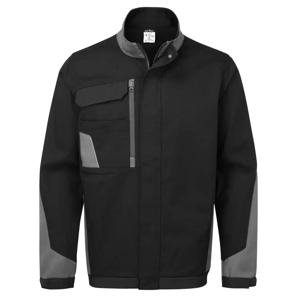 Portwest WX1 Kevyt puuvillainen työtakki CD130 - Musta/Harmaa / 4XL - Työvaatteet