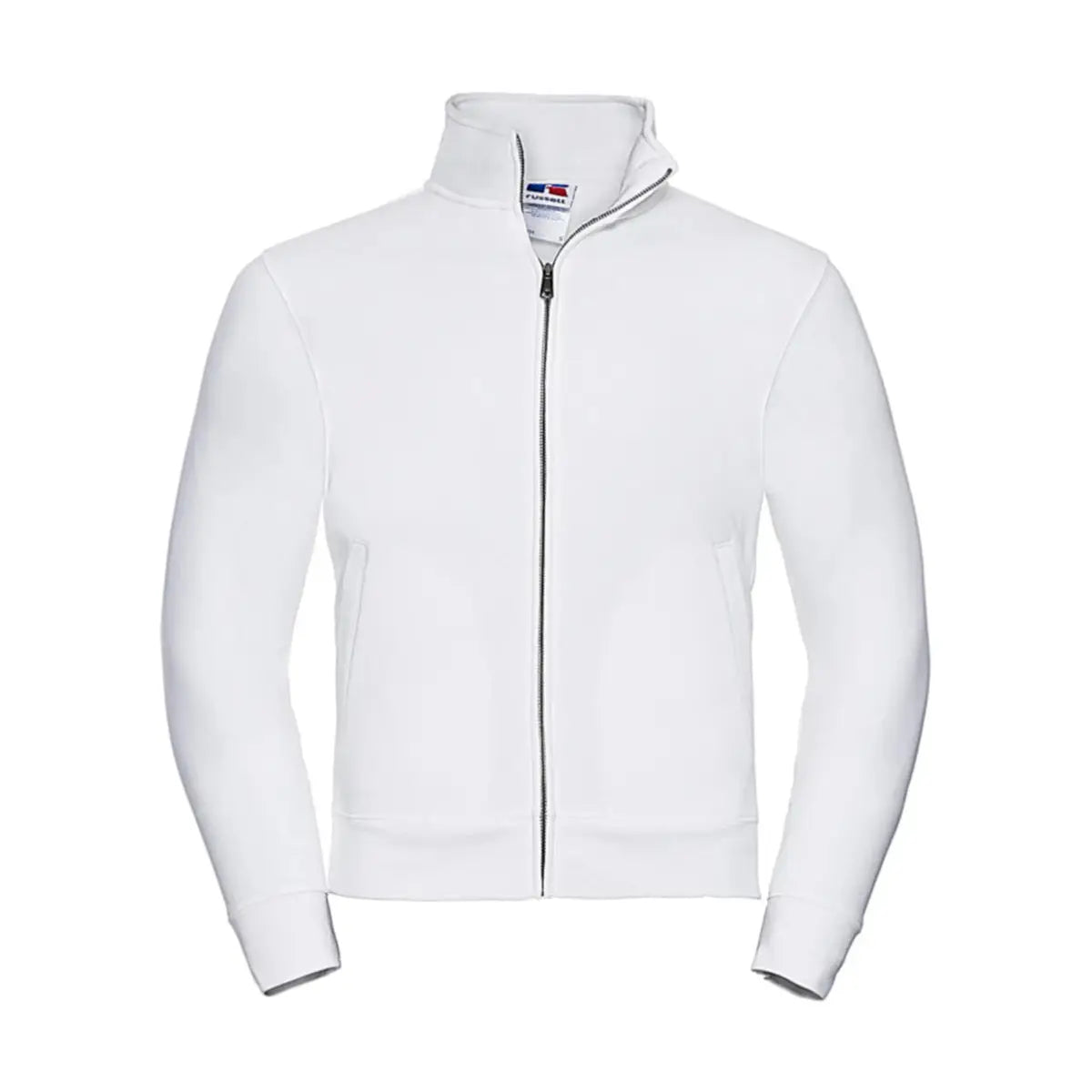 Russell Authentic Miesten vetoketjullinen Collegetakki - Valkoinen / XS - Yritystekstiilit