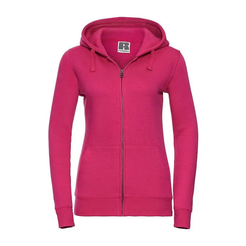Russell Naisten Authentic Vetoketjuhuppari - Punainen (Fuchsia) / XS - Yritystekstiilit