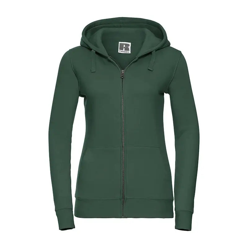 Russell Naisten Authentic Vetoketjuhuppari - Vihreä (BottleGreen) / XS - Yritystekstiilit